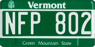 VT license plate NFP802