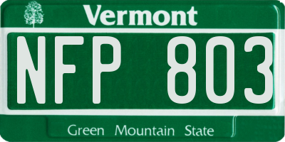 VT license plate NFP803
