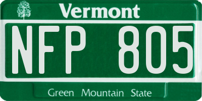 VT license plate NFP805