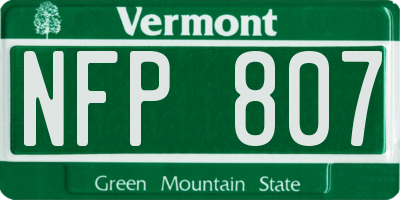 VT license plate NFP807