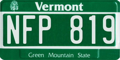VT license plate NFP819