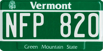VT license plate NFP820