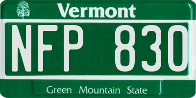 VT license plate NFP830