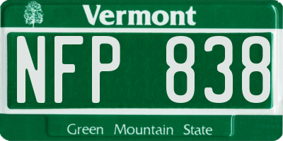 VT license plate NFP838