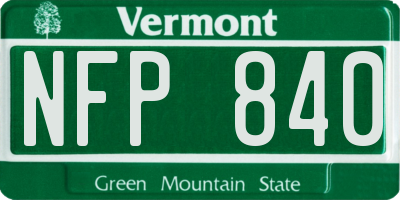 VT license plate NFP840