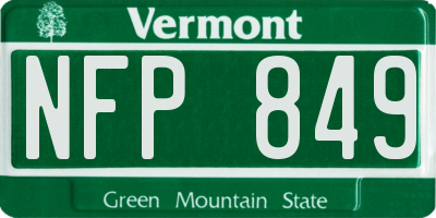 VT license plate NFP849