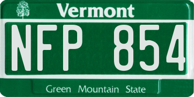 VT license plate NFP854