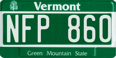 VT license plate NFP860
