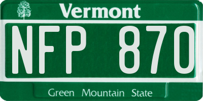 VT license plate NFP870