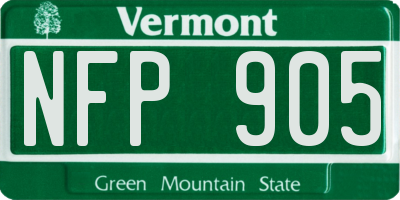 VT license plate NFP905