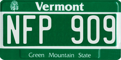 VT license plate NFP909