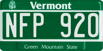 VT license plate NFP920