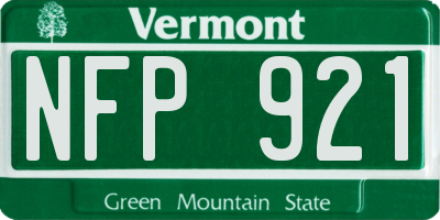 VT license plate NFP921