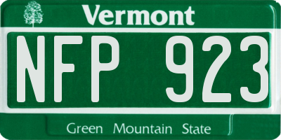 VT license plate NFP923