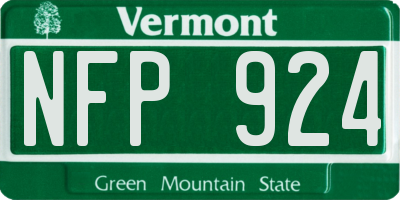 VT license plate NFP924