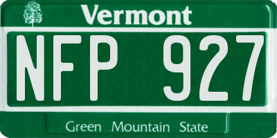 VT license plate NFP927
