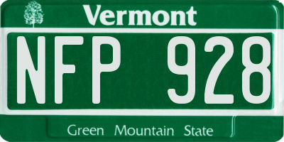 VT license plate NFP928