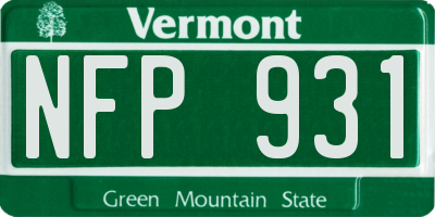 VT license plate NFP931