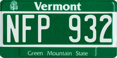 VT license plate NFP932
