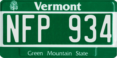 VT license plate NFP934