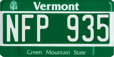 VT license plate NFP935