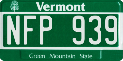 VT license plate NFP939