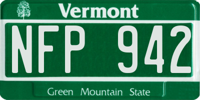 VT license plate NFP942