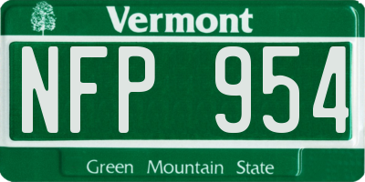 VT license plate NFP954