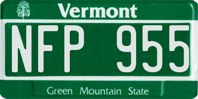 VT license plate NFP955