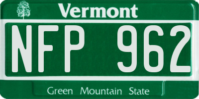 VT license plate NFP962