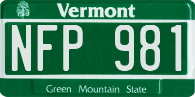 VT license plate NFP981
