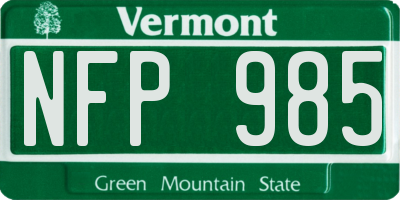 VT license plate NFP985