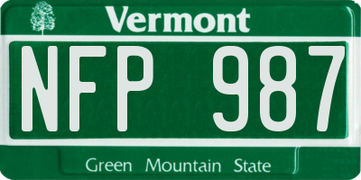 VT license plate NFP987