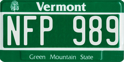 VT license plate NFP989