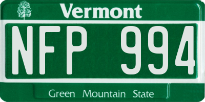 VT license plate NFP994