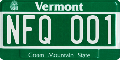 VT license plate NFQ001