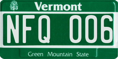 VT license plate NFQ006