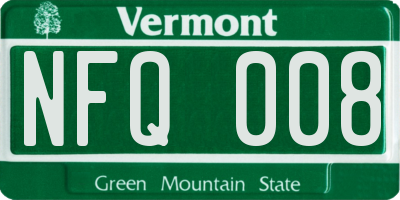VT license plate NFQ008