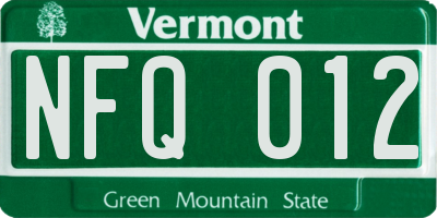 VT license plate NFQ012
