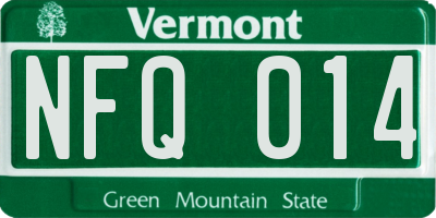 VT license plate NFQ014