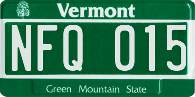 VT license plate NFQ015