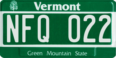 VT license plate NFQ022
