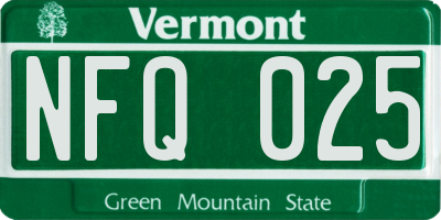 VT license plate NFQ025