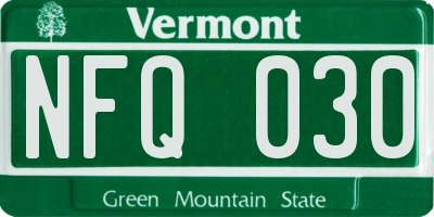VT license plate NFQ030