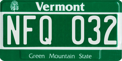 VT license plate NFQ032