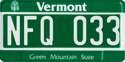 VT license plate NFQ033