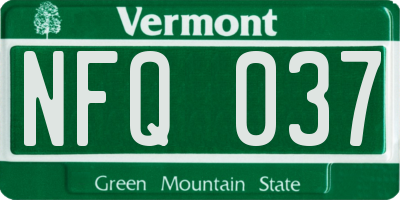 VT license plate NFQ037
