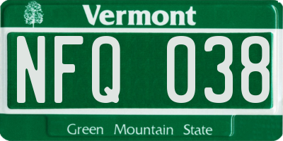 VT license plate NFQ038