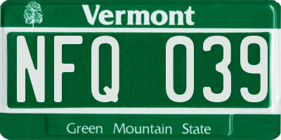 VT license plate NFQ039