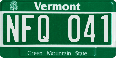 VT license plate NFQ041